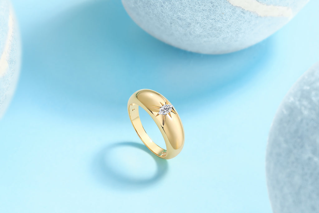 1Eight-prong Radiance - A Fashionable And Luxurious Jewelry Piece Set With Moissanite S925 Sterling Silver And Gold-plated Diamond Prohibit TikTok sales