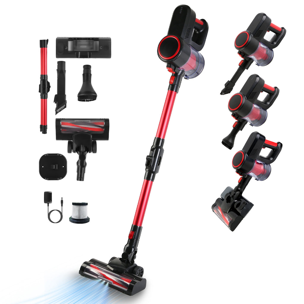 Cordless Vacuum Cleaner Lightweight Handheld Vacuum Upright Stick Floor Vacuum Battery Powered Mop With Lighting 2 Speeds 12000PA Suction 4 Tools Mount Bracket 180 Degree Foldable