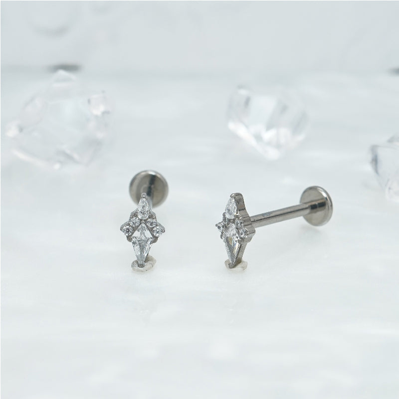 1 Pair Of Women's Earrings, Geometric Glow Earrings, Stainless Steel Zircon Earrings With Flowers, Crystal Clusters Blooming