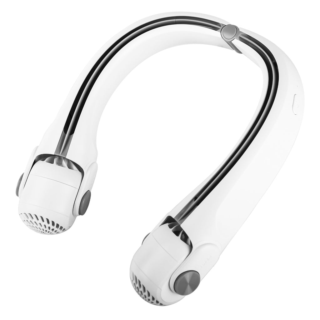 White-Green Options -- 1Pc Portable Neck Hanging Fan Hands-free Cooling Personal Fan With 3 Speeds 360 Degree Air Flow Adjustable Neck Width For Home Office Travel Dormitory